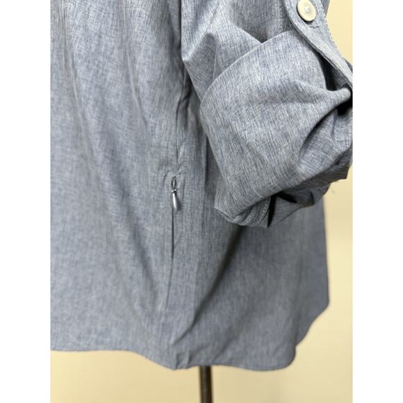 Lands' End Women's Button Up Shirt Sz M/P Stretch Pockets Denim Look - Picture 5 of 14